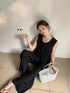 Round Neck Button Vest with Trousers Sets With Rope